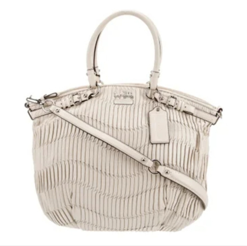 Coach Madison Gathered Cream Leather Large Sophia Satchel Hand/Shoulder Bag